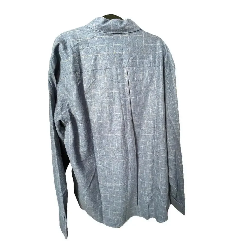 NWT St John's Bay Men Jaspe Twill Shirt Lrg Blue/Gold  Button Down Long Slv